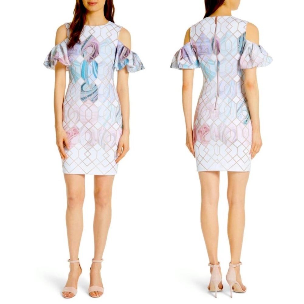 Ted Baker Krimba Sea of Clouds Pastel Dress US 4 6